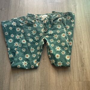 BDG Green Floral Women's Straight Leg Jeans